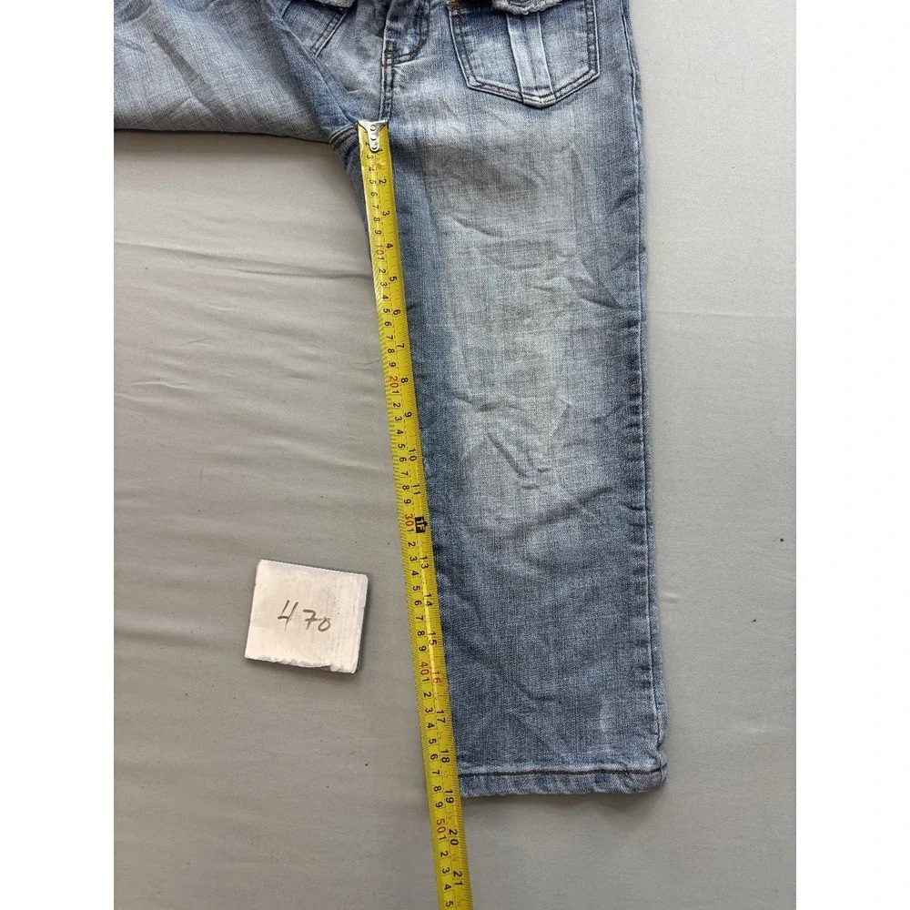 Younique Girls Size 3 Light Wash Frayed Hem Straight Leg Denim Jeans Blue